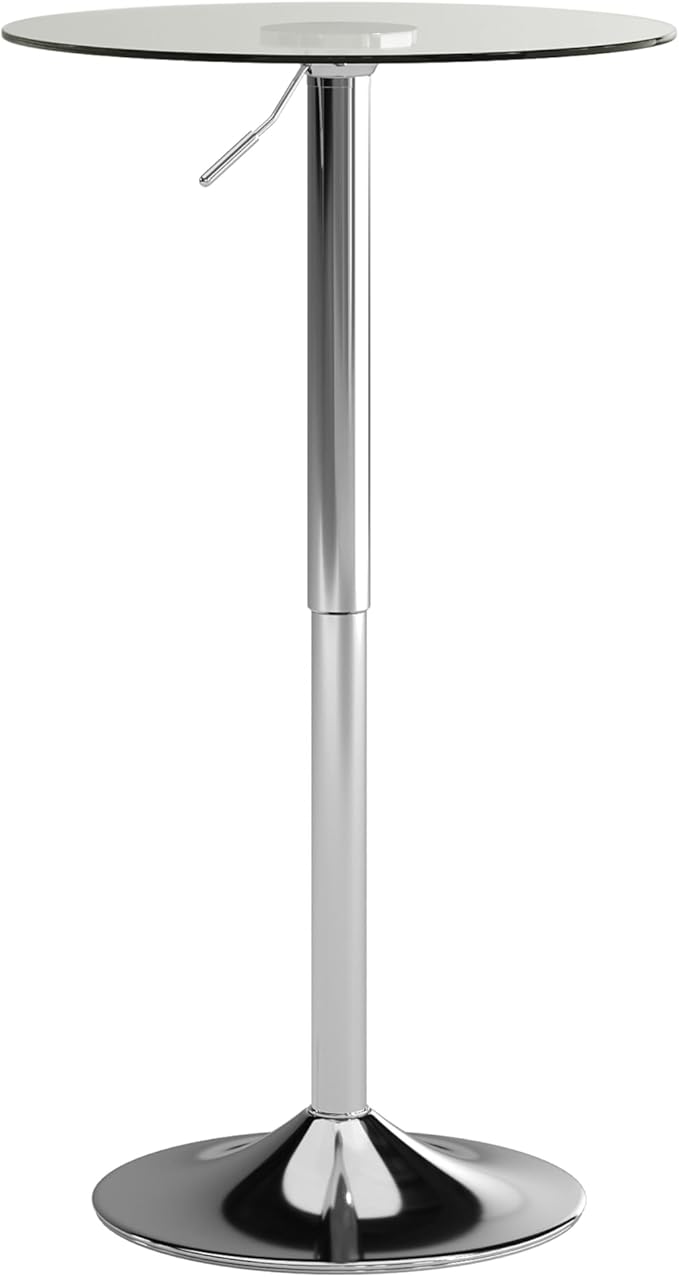 23.5'' Round Glass Cocktail Table with Adjustable Height Frame